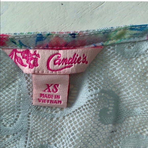 Candie’s Floral Pink and Blue Sheer Kimono - Picture 5 of 6